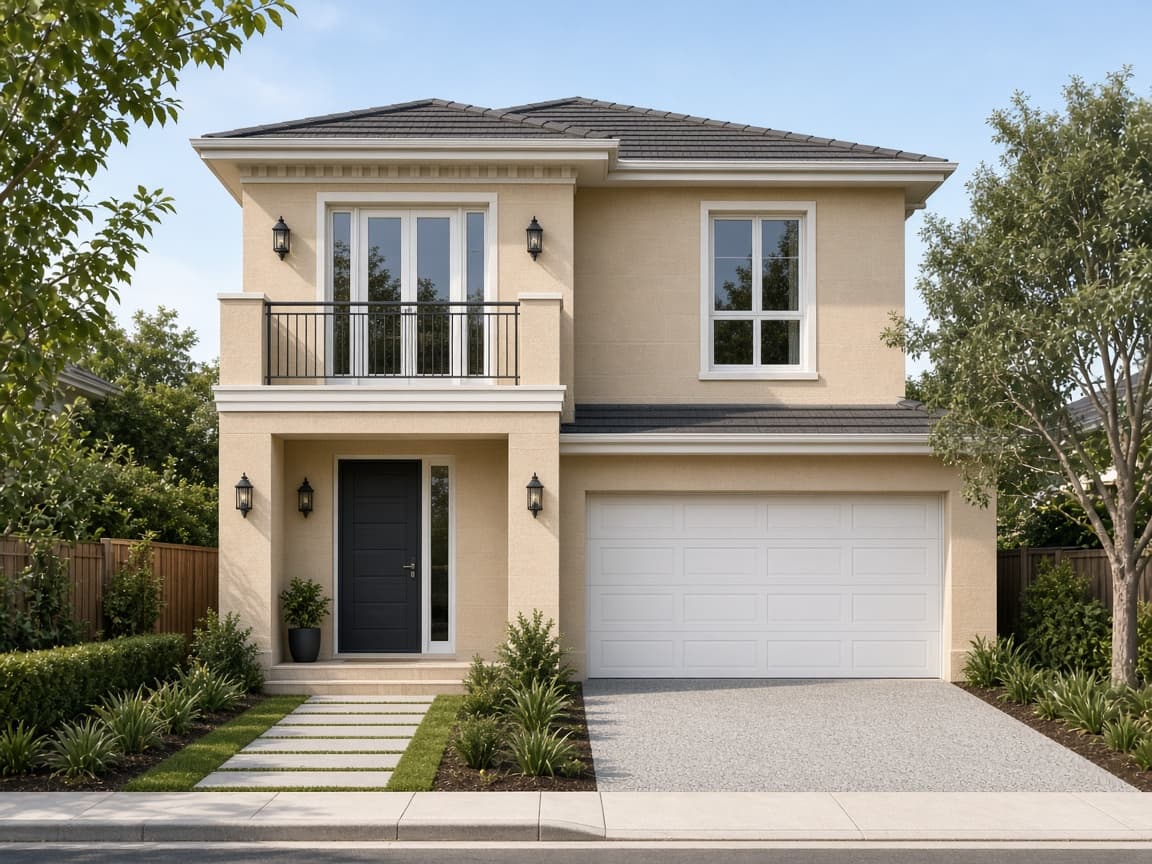 Example of a smooth acrylic-rendered house wall
