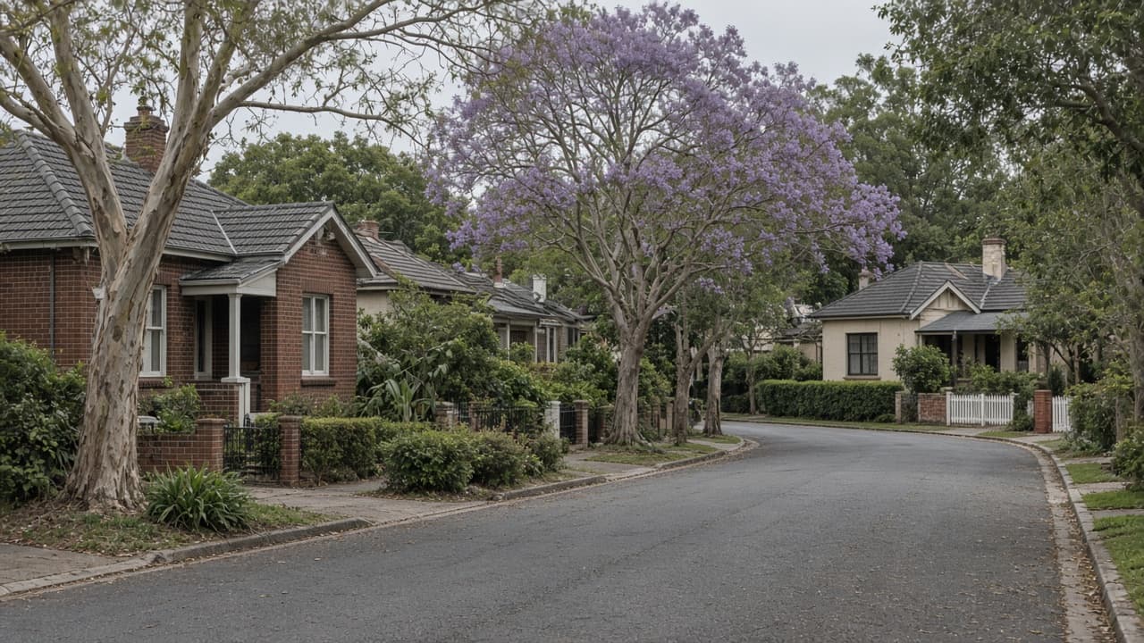 Residential street with brick and rendered house walls of the kind discussed on a visit